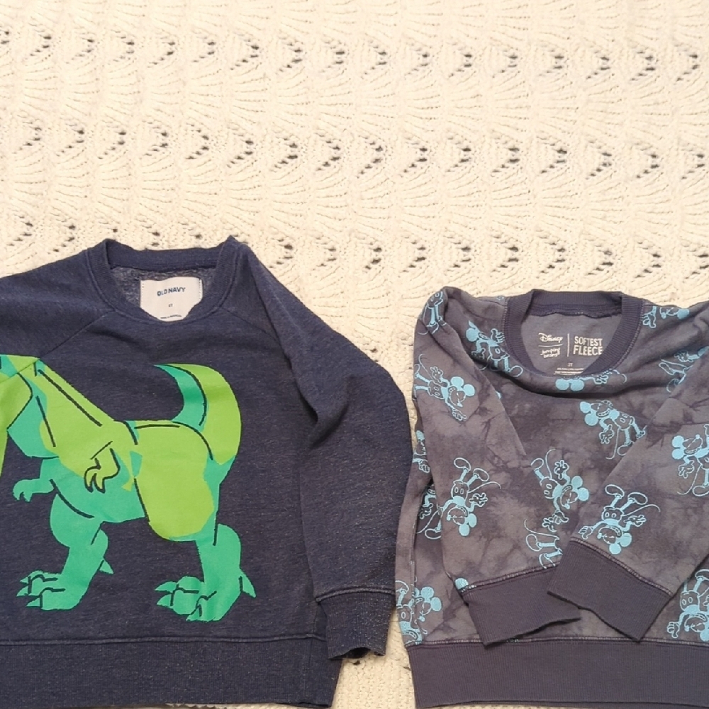 Disney Jumpjng Beans Blue and Old Navy Dinosaur Sweatshirts for Kids